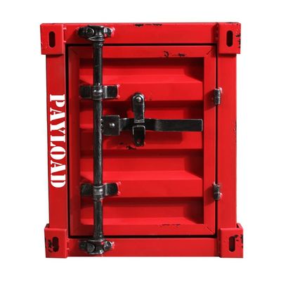 Red Industrial Style Metal Storage Cabinet, Vintage Container Iron Side Table, Cafe Shop Billiards Club Clothes Locker (Color : Red-Old Display, Size : 40x38x48cm)