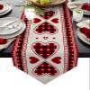 Valentines Table Runner Dresser Scarves, Valentine's Day Red Black Plaid Love Heart Table Runners 108 Inch Long,Non-Slip Washable Kitchen Dining Coffee Table Decor for Farmhouse Party Holiday Dinner view 1