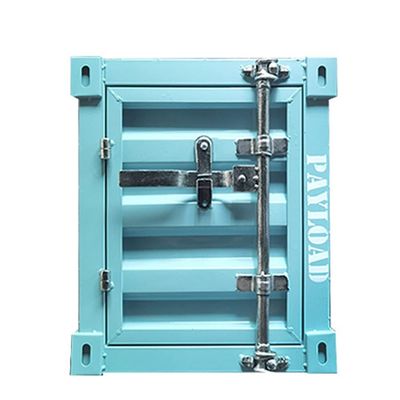 Orange Industrial Style Metal Storage Cabinet, Fashionable Side Table imitating Container, Cafe Shop Billiards Club Clothes Locker (Color : Blue - New Display, Size : 40x38x48cm)