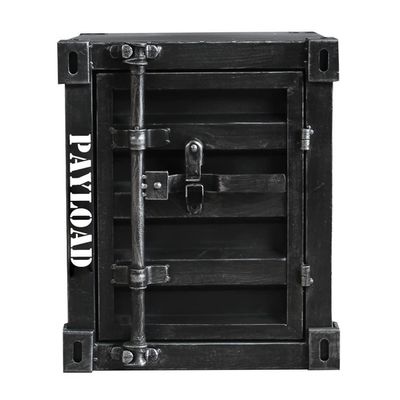 Industrial Style Iron Storage Cabinet, Home/Office/Shop/bar/Coffee Shop/Antique Shop Creative Decorative Side Table (Color : Black-1, Size : 40x38x48cm)
