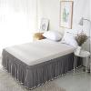 Kings Loft Luxury Pom Pom Wrap Around BedSkirt 100% Egyptian Cotton 1000 Thread Count, Top-Knot Tassle Pompom Fringe White Solid Pattern, 18 Inch Drop Olympic Queen Size, Dark Grey Solid view 1