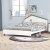 Aiuyesuo Funny Design Full Size Platform Bed for Kids Teens Boys Girls, Solid Wood Platform Bed Frame with House-Shaped Headboard, Sturdy Slat Support (White, Full) view 1