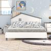 Aiuyesuo Funny Design Full Size Platform Bed for Kids Teens Boys Girls, Solid Wood Platform Bed Frame with House-Shaped Headboard, Sturdy Slat Support (White, Full) view 3