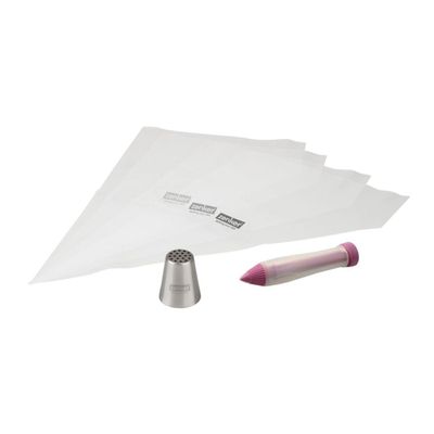 Zenker 44735 Football Cake Topper Set, Piping Bag and Decorating Pen, Stainless Steel, Plastic, Silicone, 20 x 36 cm