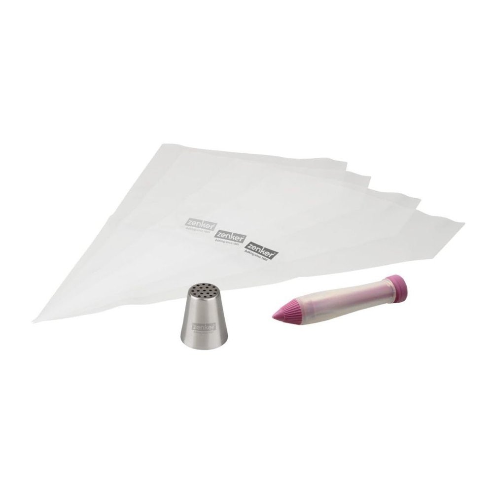 Zenker 44735 Football Cake Topper Set, Piping Bag and Decorating Pen, Stainless Steel, Plastic, Silicone, 20 x 36 cm