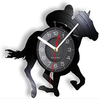 12 Inch Vinyl Record Wall Clock Equestrian Wall Clock Modern Horse Riding Wall Art Decor Vintage Horse Racing Vinyl Record Clock Horseman Gift for Horse Lovers