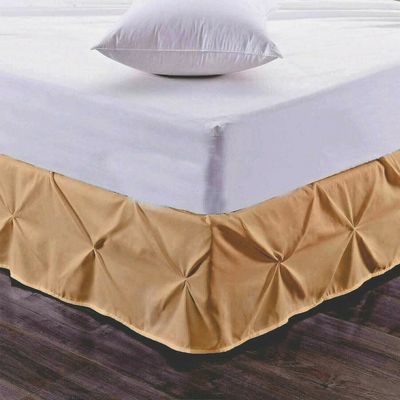 Pinch Pleated Bed Skirt - Easy Fit 10 inch Drop Cal King Bed Skirt Brushed Microfiber Quadruple Pleated Bed Skirt Tailored Drop Dust Ruffle ( Taupe )