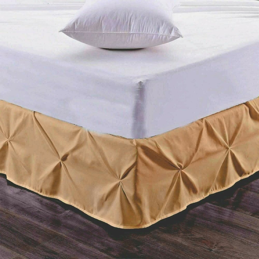 Pinch Pleated Bed Skirt - Easy Fit 10 inch Drop Cal King Bed Skirt Brushed Microfiber Quadruple Pleated Bed Skirt Tailored Drop Dust Ruffle ( Taupe )