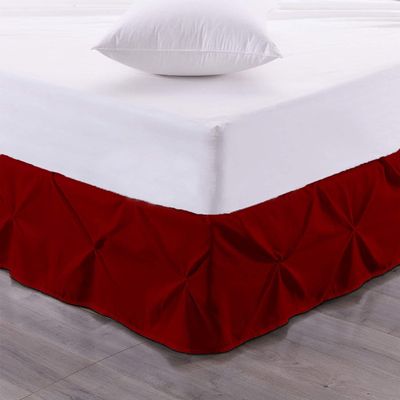 Pinch Pleated Bed Skirt - Easy Fit 16 inch Drop Twin XL Bed Skirt Brushed Microfiber Quadruple Pleated Bed Skirt Tailored Drop Dust Ruffle (Burgundy)