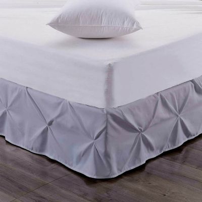 Pinch Pleated Bed Skirt - Easy Fit 9 inch Drop Olympic Queen Bed Skirt Brushed Microfiber Quadruple Pleated Bed Skirt Tailored Drop Dust Ruffle (Silver Grey)