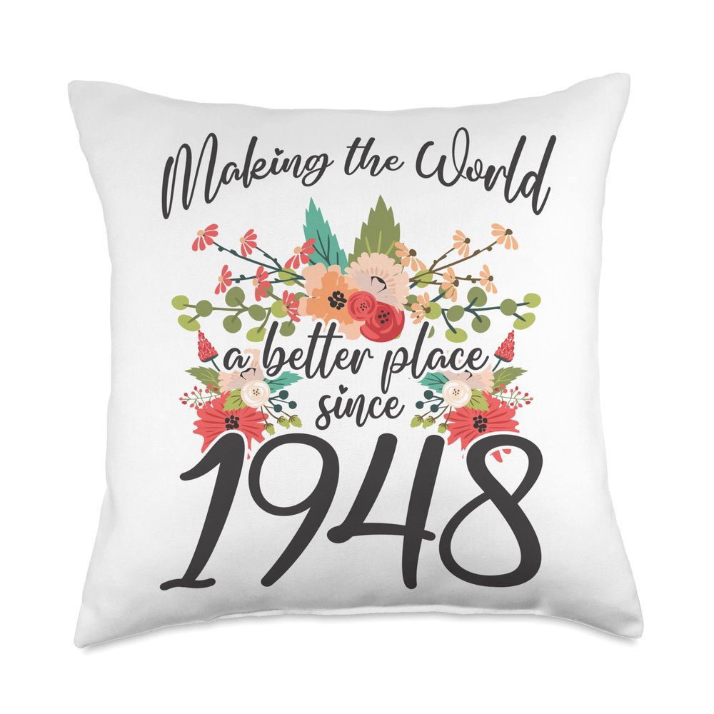 75 Birthday Making the world a better place since 1948 Throw Pillow