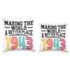 80 Birthday Making the world a better place since 1943 Throw Pillow view 3