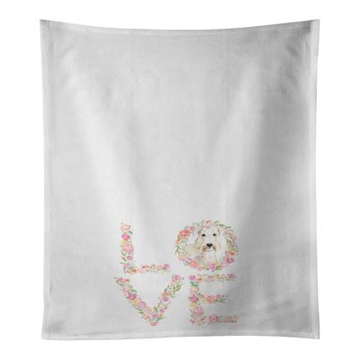 Caroline's Treasures WDK4635WTKT Wheaten Terrier Love White Kitchen Towel Set of 2 Dish Towels Decorative Bathroom Hand Towel for Hand, Face, Hair, Yoga, Tea, Dishcloth, 19 X 25, White