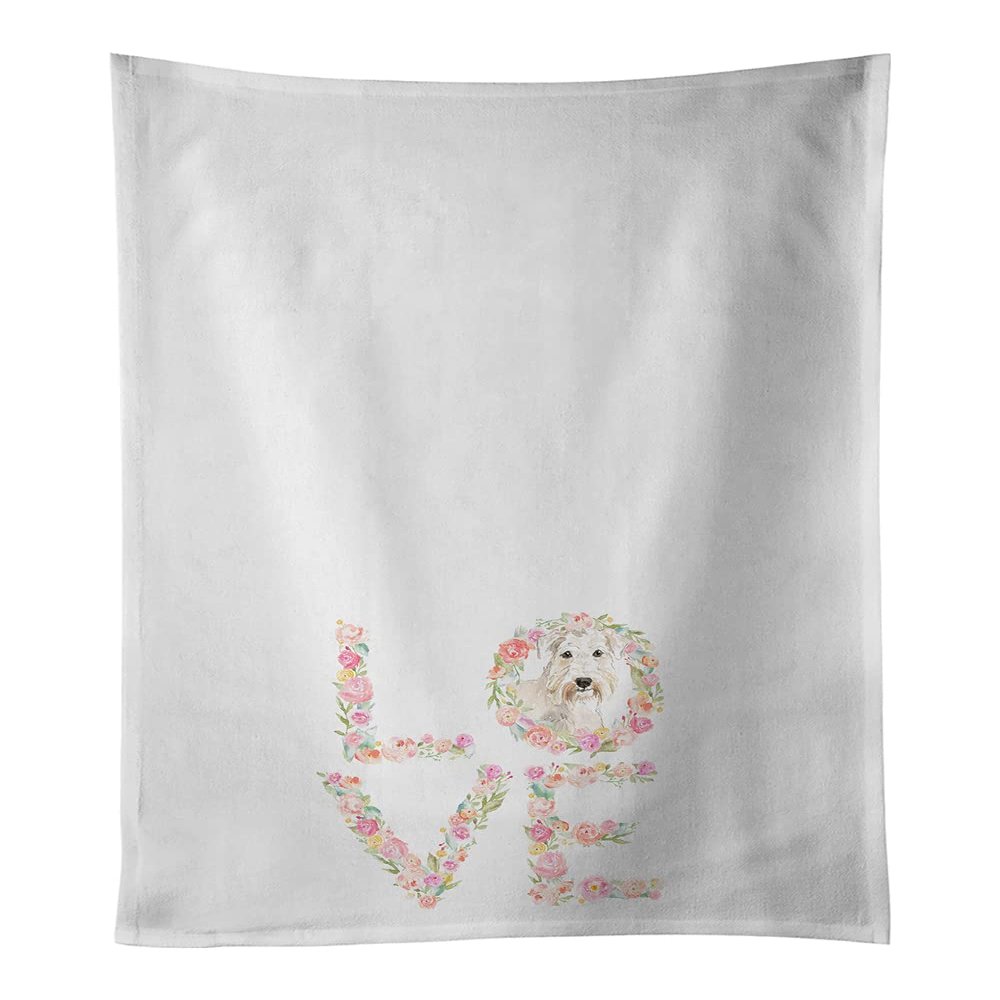 Caroline's Treasures WDK4635WTKT Wheaten Terrier Love White Kitchen Towel Set of 2 Dish Towels Decorative Bathroom Hand Towel for Hand, Face, Hair, Yoga, Tea, Dishcloth, 19 X 25, White