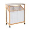 ClosetMaid Bamboo Laundry Hamper Cart with Ironing Board Folding Station, Dual Compartments with Divider, Portable Laundry Sorter, Natural Finish view 2