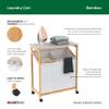 ClosetMaid Bamboo Laundry Hamper Cart with Ironing Board Folding Station, Dual Compartments with Divider, Portable Laundry Sorter, Natural Finish view 3