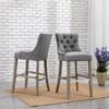 WestinTrends Hayes Hayes 29" Upholstered Wood Bar Stool with Tufted Back (Set of 2), Gray view 2