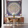 Traditional Tibetan Kalachakra Mandala Hand-Drawn Thangka Painting Replica Tapestry Wall Art Airbnb / Cafe / Office / Hotel / Kid Bedroom Ins TikTok Twitch Live Streaming Background Home Hanging view 2