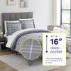 7 Piece Comforter Set Bag Solid Color All Season Soft Down Alternative Blanket & Luxurious Microfiber Bed Sheets, Twin, Gray Plaid view 2