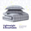 7 Piece Comforter Set Bag Solid Color All Season Soft Down Alternative Blanket & Luxurious Microfiber Bed Sheets, Twin, Gray Plaid view 4