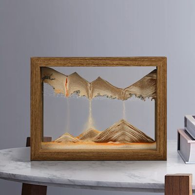 IMPREC 3D Hourglass Art Decorative Ornaments, Unzip Quicksand Painting Hourglass Decoration Office Desktop Living Room Bedroom Decoration Housewarming Wedding Gift (Color : Black Gold)