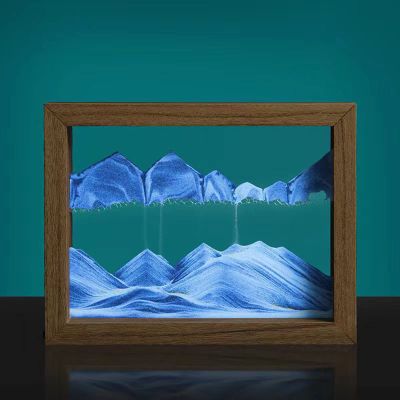 IMPREC 3D Hourglass Art Decorative Ornaments, Unzip Quicksand Painting Hourglass Decoration Office Desktop Living Room Bedroom Decoration Housewarming Wedding Gift (Color : Blue)