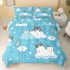 QOOMO Cat Comforter Twin Size, Blue Cloud Cats Comforter Set for Kids Teens Girls Boys, 3Pcs Bedding Set Printed Comforter with 2 Pillowcases, Down Alternative, Soft and Lightweight view 2