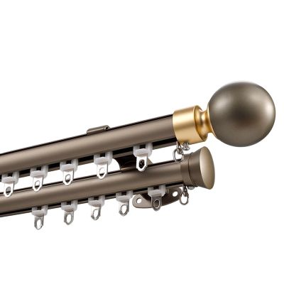 NOIRDA Double Curtain Rods for Space 100 to 600 Cm, Wall-Mounted Rail for Curtains, Room Divider Curtain Rod, with Round Ball Finials and Installation Hardware(Color:Champagne,Size:480cm/15.7ft)