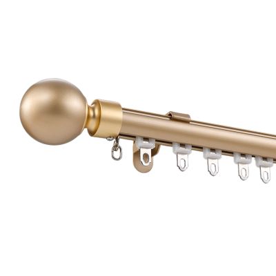 NOIRDA Decorative Wall Mount Curtain Track Set, with Finials, 100-600cm Heavy Duty Curtain Rods, for Privacy Living Room Bedroom Bay Window Sliding Door(Color:Gold,Size:480cm/15.7ft)