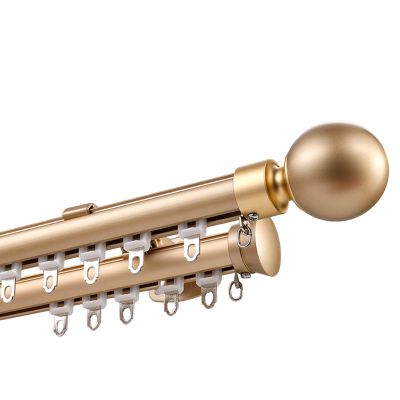 NOIRDA Double Curtain Rods for Space 100 to 600 Cm, Wall-Mounted Rail for Curtains, Room Divider Curtain Rod, with Round Ball Finials and Installation Hardware(Color:Gold,Size:360cm/11.8ft)