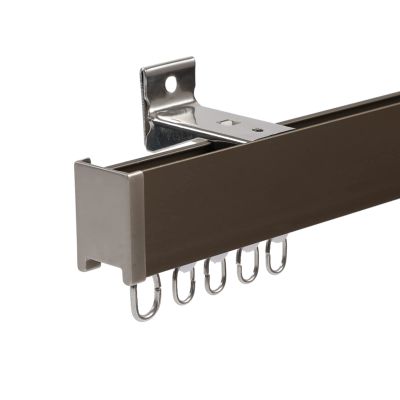 Ceiling Or Wall Mount Curtain Track System, Large Size For Space 1m - 5m Wide, Aluminum Silent Curtain Rail Kit, With Track, Roller , Installation Hardware,(Color:Champagne-wall,Size:1.1m/3.6ft)