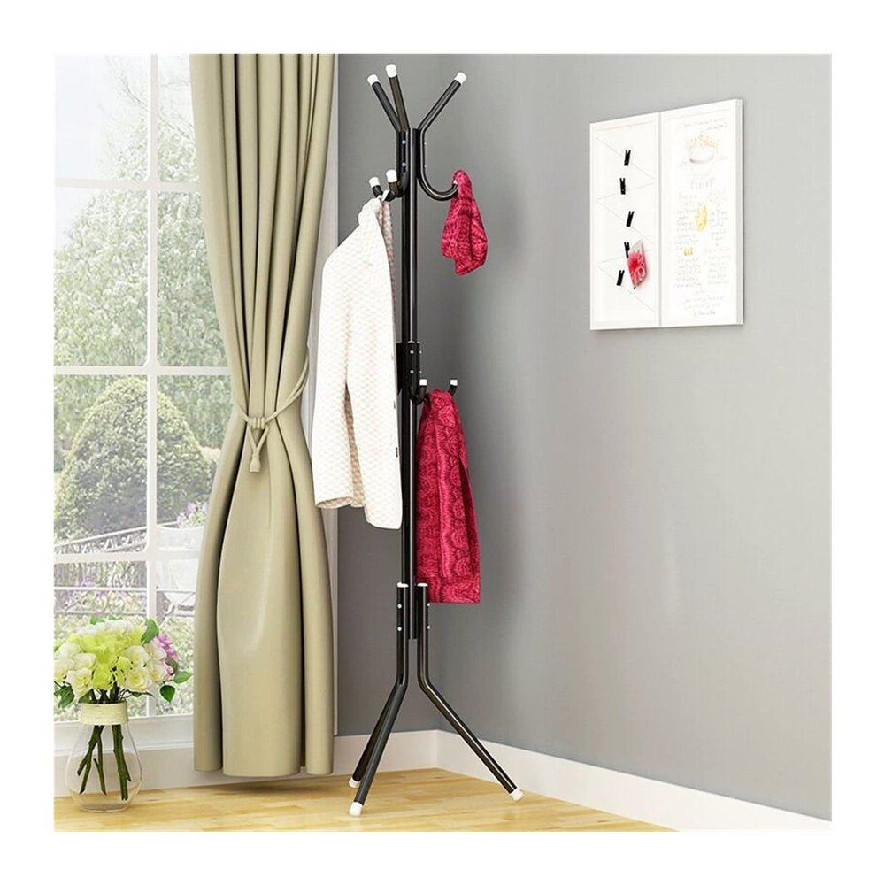 Entryway Coat Rack Clothes Rack Assembled Living Room Floor Hat Clothing Display Stand Home Furniture Multi Hooks Hanging Clothes 9/12 Hooks Free Standing Coat Rack ( Color : Gray , Size : 12hooks )