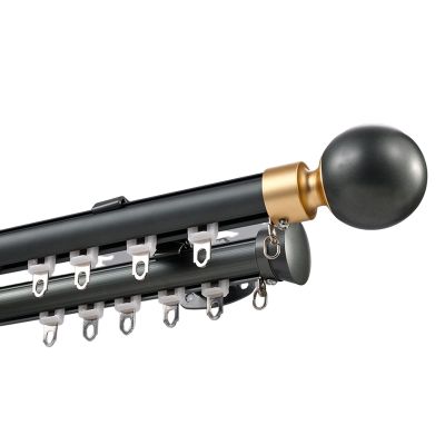 NOIRDA Double Curtain Rods for Space 100 to 600 Cm, Wall-Mounted Rail for Curtains, Room Divider Curtain Rod, with Round Ball Finials and Installation Hardware(Color:Blue,Size:220cm/7.2ft)