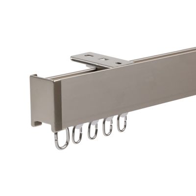 NOIRDA Ceiling Or Wall Mount Curtain Track System, Large Size for Space 1m - 5m Wide, Aluminum Silent Curtain Rail Kit, with Track, Roller, Installation Hardware,(Color:Gray-Ceiling,Size:1.3m/4.2ft)