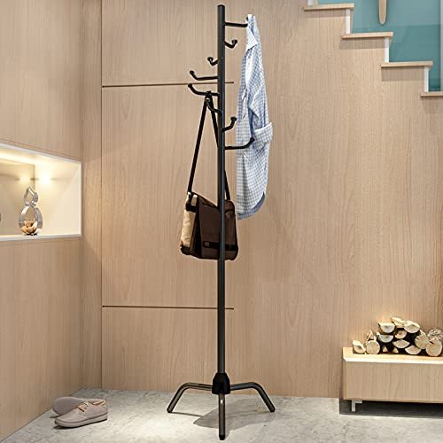 ARZARF Entryway Coat Rack Hangers Multifunctional Floor Home Coat Rack Bedroom Simple Clothes Rack Living Room Creative Clothes Hangers Free Standing Coat Rack (Color : Black 096)