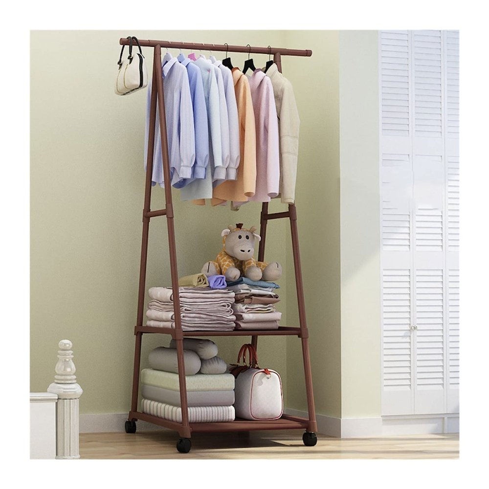 ARZARF Entryway Coat Rack Clothes Rack Floor Hanger Stand Storage Wardrobe Hat Stand Bedroom Furniture Multifunctional Clothes Rack Easy to Assemble Free Standing Coat Rack (Color : Brown)