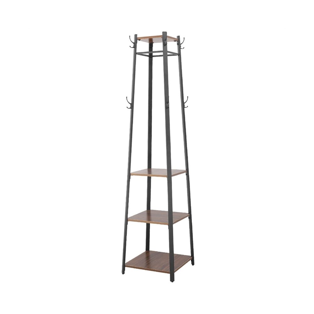 ARZARF Entryway Coat Rack Coat Rack Coat Stand with 3 Shelves Hall Trees Free Standing with Hooks for Scarves, Bags and Umbrellas Steel Frame Free Standing Coat Rack