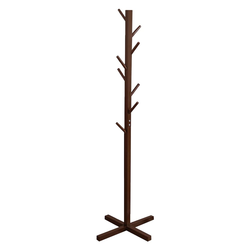 ARZARF Entryway Coat Rack Assembled Wood Hangers Hat Coat Display Floor Standing 8 Hooks Clothes Hanger Bedroom Clothing Organizer Free Standing Coat Rack (Color : 1)