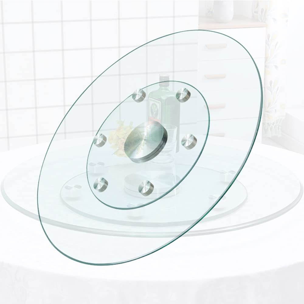 REDEXI Round Rotating Tray 40in, Clear Tempered Glass Serving Tray, Heavy Duty Rotating Serving Tray For Table Top, Silent Revolving Plate, Easy To Clean (Size : 100cm(40in))