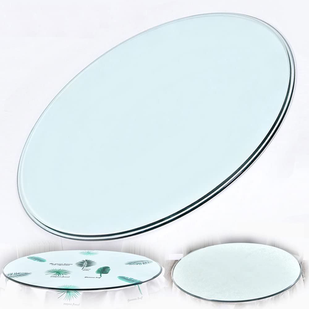 WEBUP 16-40in(40-100cm) Round Tempered Glass Table Top, Round Dining Table Top, Clear Glass Table Cover Protector, 9mm Thick/Smooth/Easy to Clean (Size : 20in/50cm)