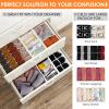 6 Pack Sock Underwear Drawer Organizer Dividers, 58 Cell Foldable Fabric Dresser Closet Organizers and Storage Bins for Clothing, Baby Clothes, Bra, Panty, Scarf, Ties (White) view 3