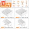 6 Pack Sock Underwear Drawer Organizer Dividers, 58 Cell Foldable Fabric Dresser Closet Organizers and Storage Bins for Clothing, Baby Clothes, Bra, Panty, Scarf, Ties (White) view 4