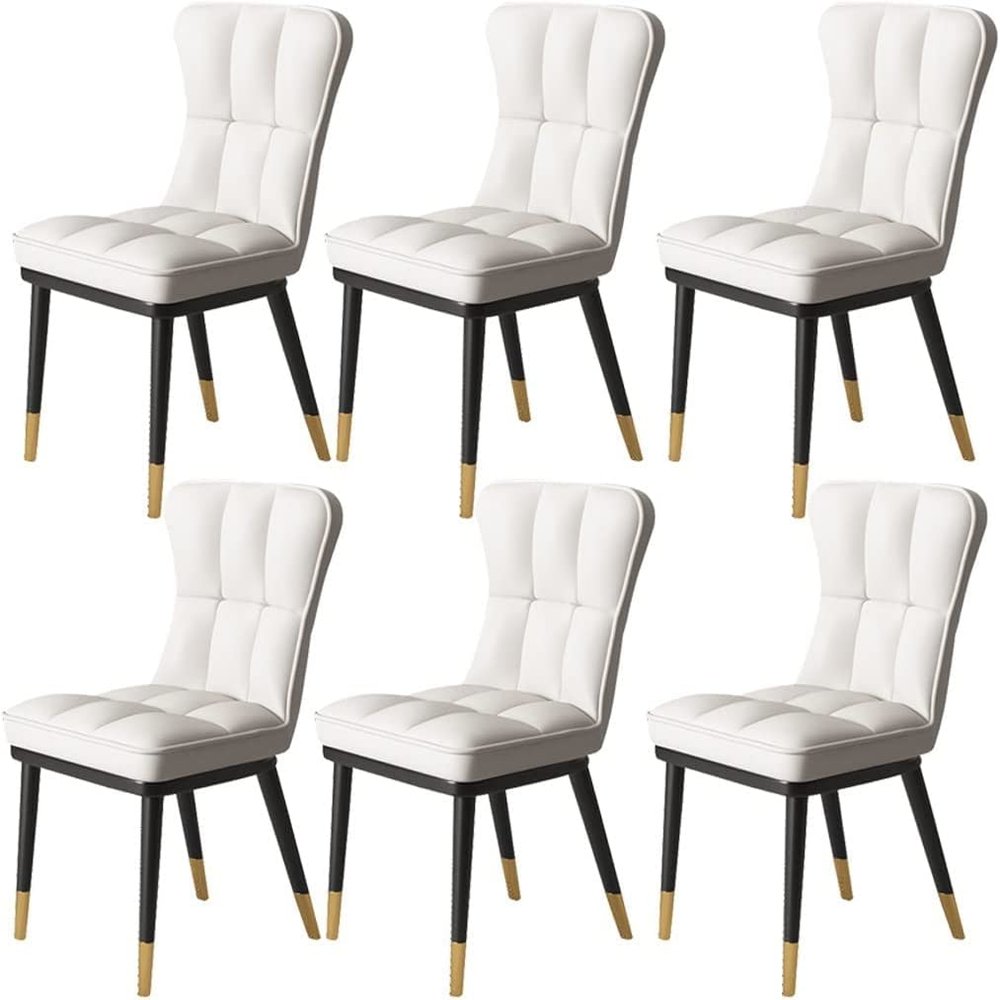 IBOWZ Dining Chair Kitchen Dining Room Furniture Chairs PU Leather Dining Chair Set of 6 High Back Soft Seat Soft Padded Seat Kitchen Chair with Metal Chair Legs for Living Room Bedroom Kitchen