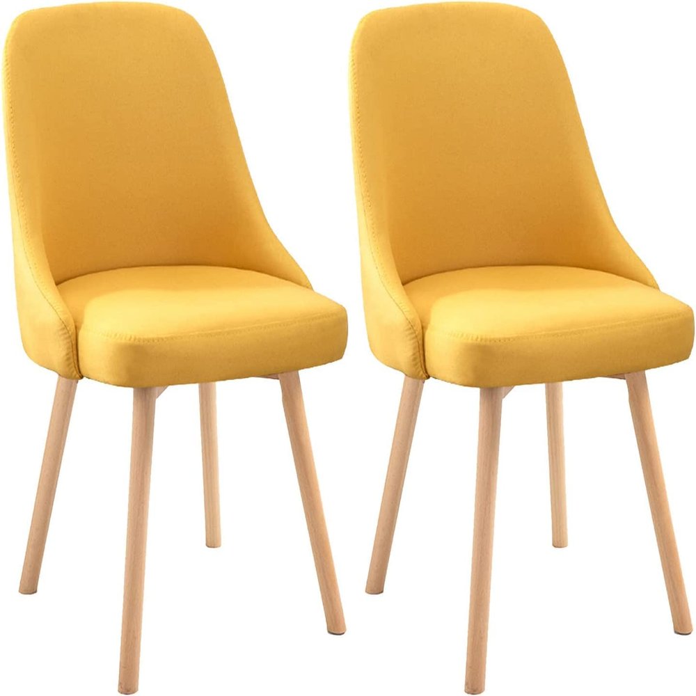 IBOWZ Dining Chair Dining Chairs Set of 2 Farmhouse,Linen Side Chairs with Seat,Wood Legs,Kitchen Chairs for Living Room,Bedroom,Study
