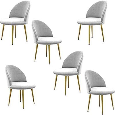 IBOWZ Dining Chair Set of 6 Velvet Dining Chair Metal Legs Makeup Chairs Accent Balcony Leisure Side Chairs 433976cm (Color : Pink)