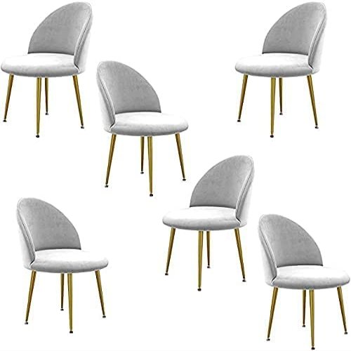 IBOWZ Dining Chair Set of 6 Velvet Dining Chair Metal Legs Makeup Chairs Accent Balcony Leisure Side Chairs 433976cm (Color : Pink)