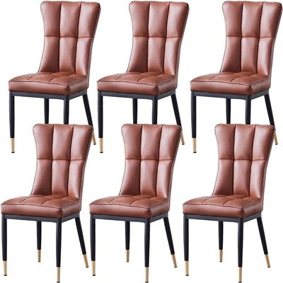 Dining Chair Kitchen Dining Room Furniture Chairs Dining Chairs Set Of 6 Matte PU Leather Kitchen Side Chairs Mid Century Modern Metal Leg Living Room Chairs for Kitchen Dining Bedroom Living Roo