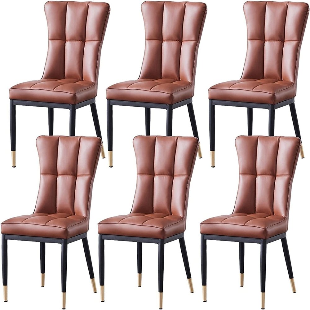 Dining Chair Kitchen Dining Room Furniture Chairs Dining Chairs Set Of 6 Matte PU Leather Kitchen Side Chairs Mid Century Modern Metal Leg Living Room Chairs for Kitchen Dining Bedroom Living Roo