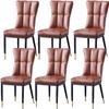 Dining Chair Kitchen Dining Room Furniture Chairs Dining Chairs Set Of 6 Matte PU Leather Kitchen Side Chairs Mid Century Modern Metal Leg Living Room Chairs for Kitchen Dining Bedroom Living Roo view 1