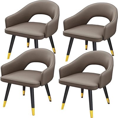 Dining Chair Kitchen Dining Room Furniture Chairs Dining Chairs Set Of 4,Water Proof Leather Kitchen Chairs with Carbon Steel Legs,Modern High Back Padded Soft Seat Living Room Armchairs (Color : Bla